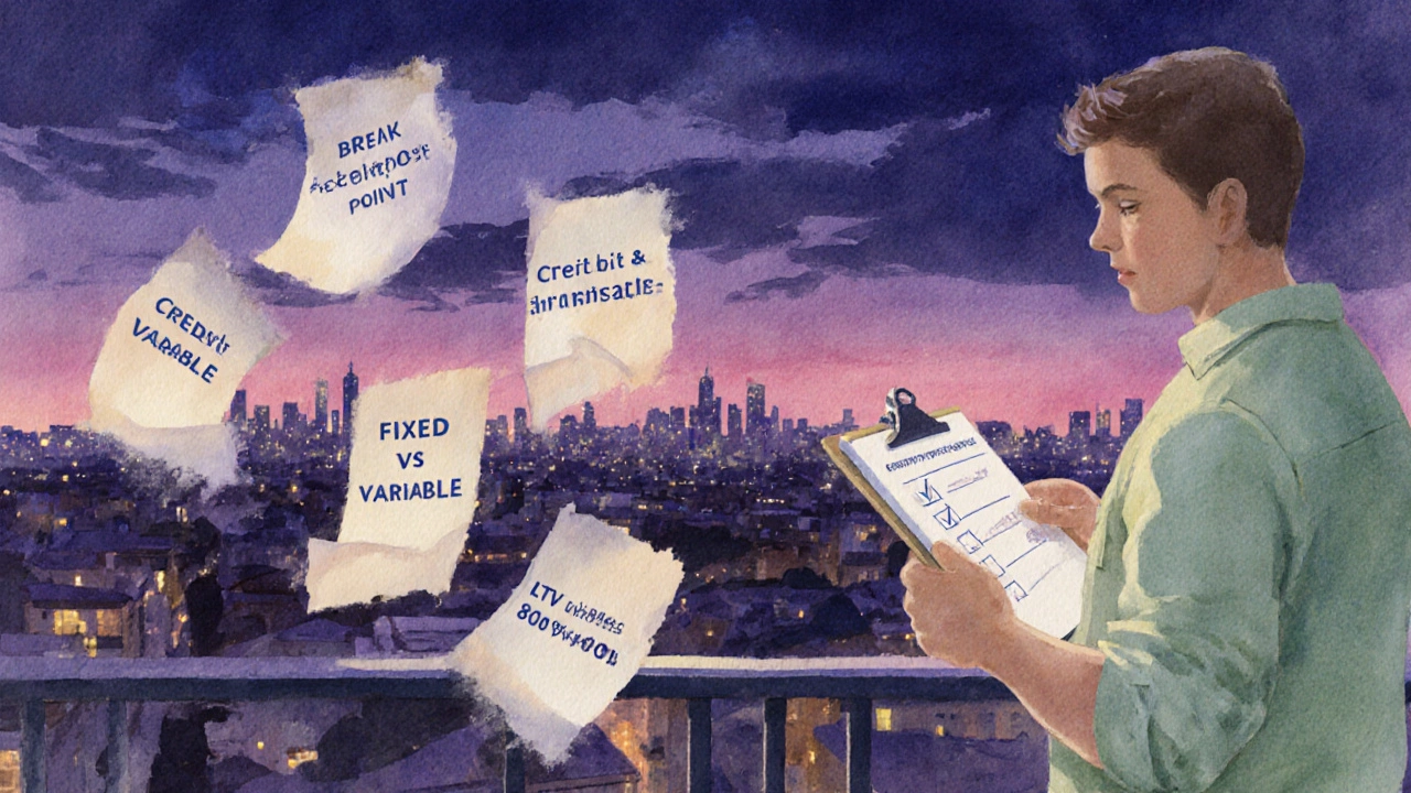 Homeowner on balcony at dusk holding a checklist of remortgage factors.