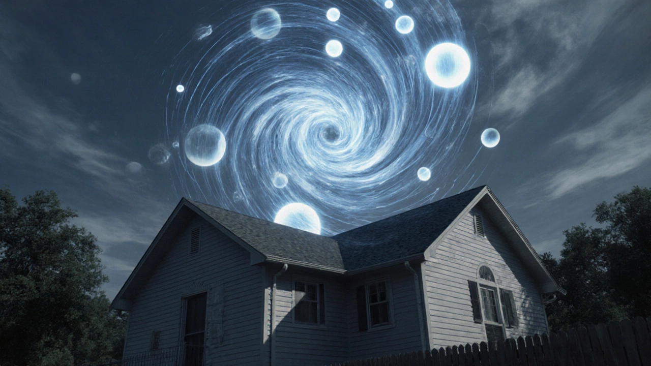 House with swirling glowing orbs representing growing interest.