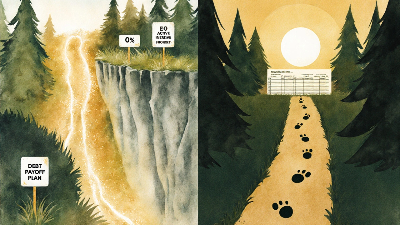 Two financial paths: one leading to a cliff, the other to sunrise and clarity.