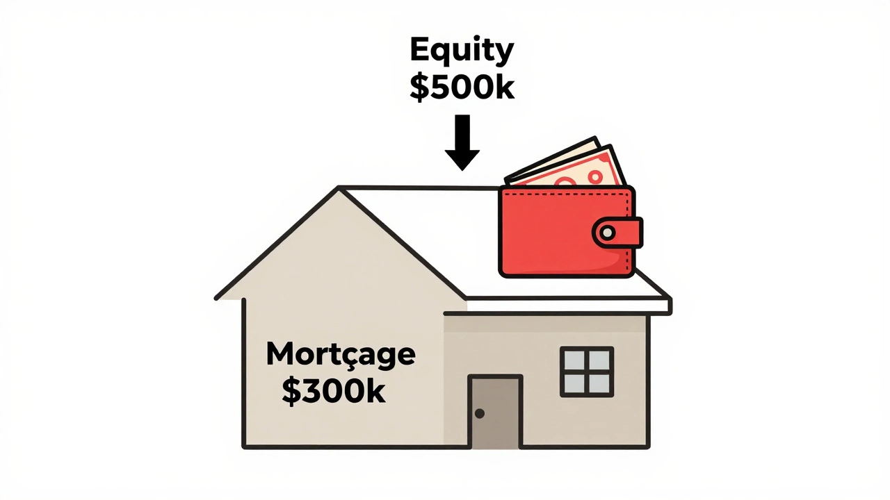 House diagram showing equity being converted to cash with a clear upward arrow.