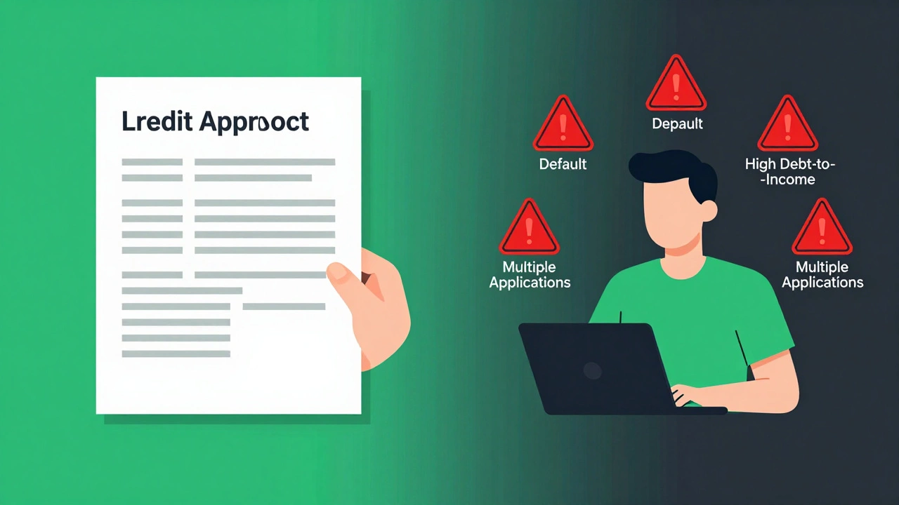 Split image showing financial stability on one side and debt warnings on the other.