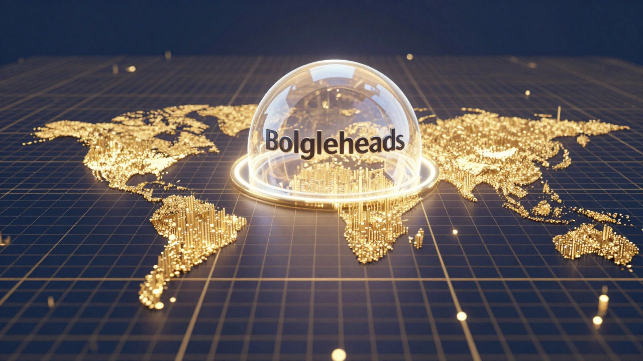 Conceptual 3D art of a golden market grid covered by a protective crystalline dome