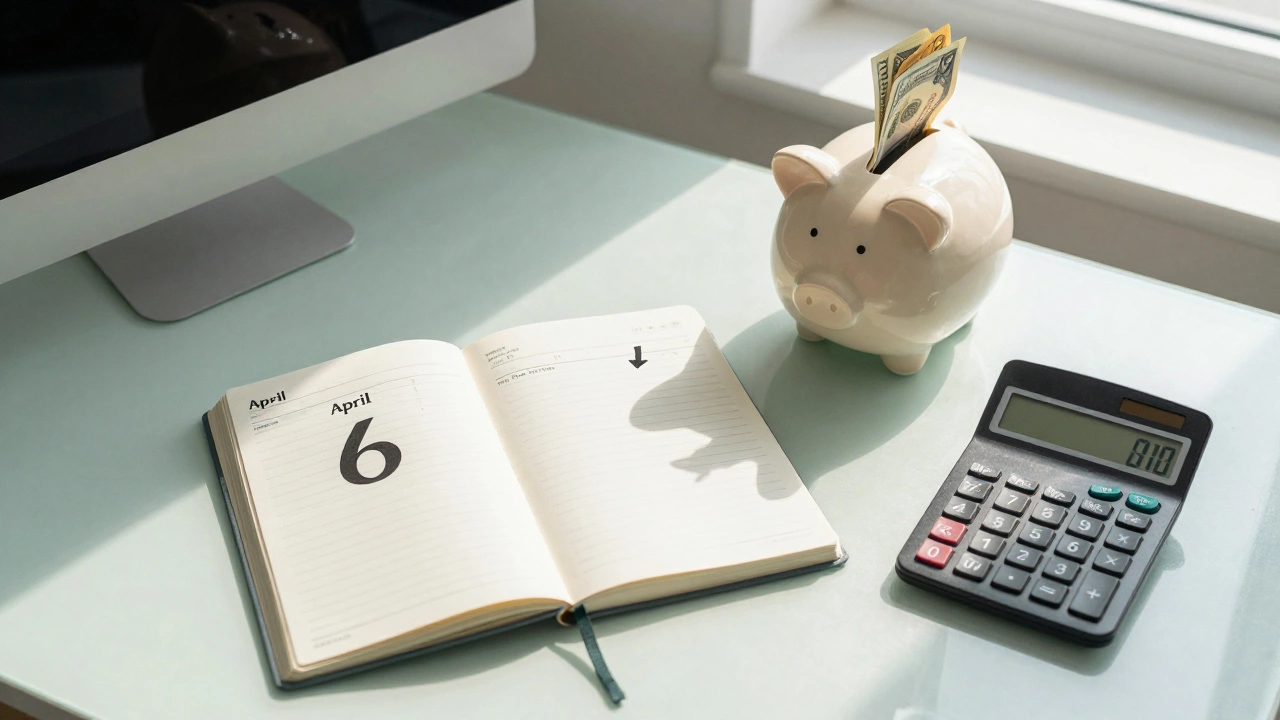 Desk with planner marking April 6 tax year reset date
