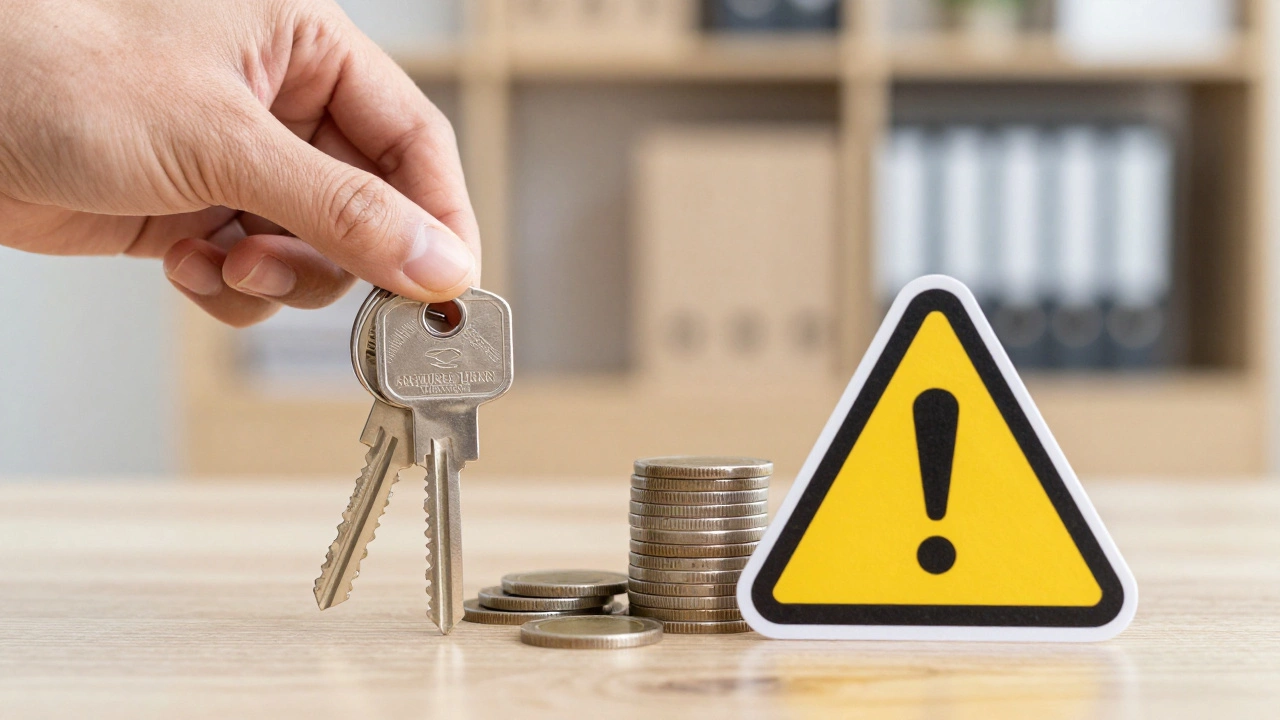 Hand holding keys and coins symbolizing secured loans