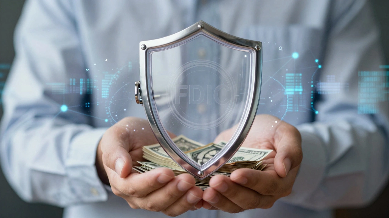 Hands holding a secure digital vault symbolizing FDIC protection