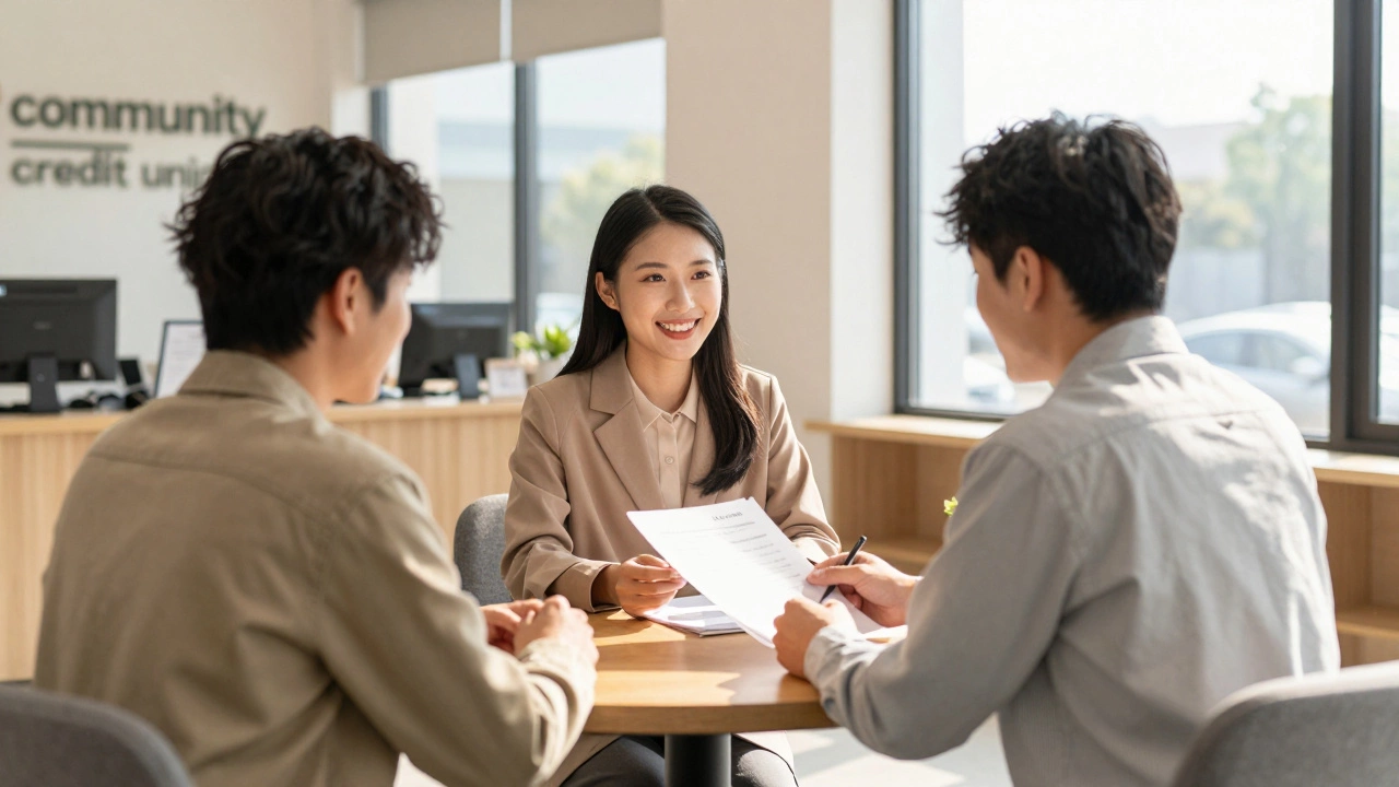 Loan officer meeting with client at a credit union branch