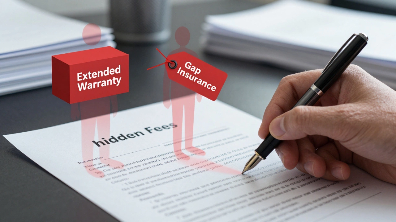 Contract signing with ghostly figures emerging representing hidden fees