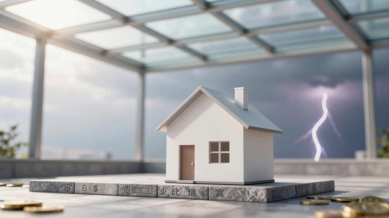 Modern house on stone foundation representing balanced investment portfolio