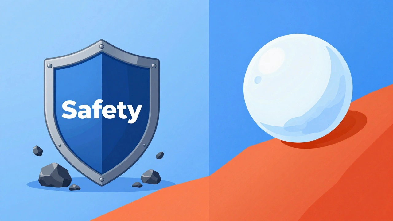 Visual metaphor of a protective shield versus a growing snowball of compound interest.