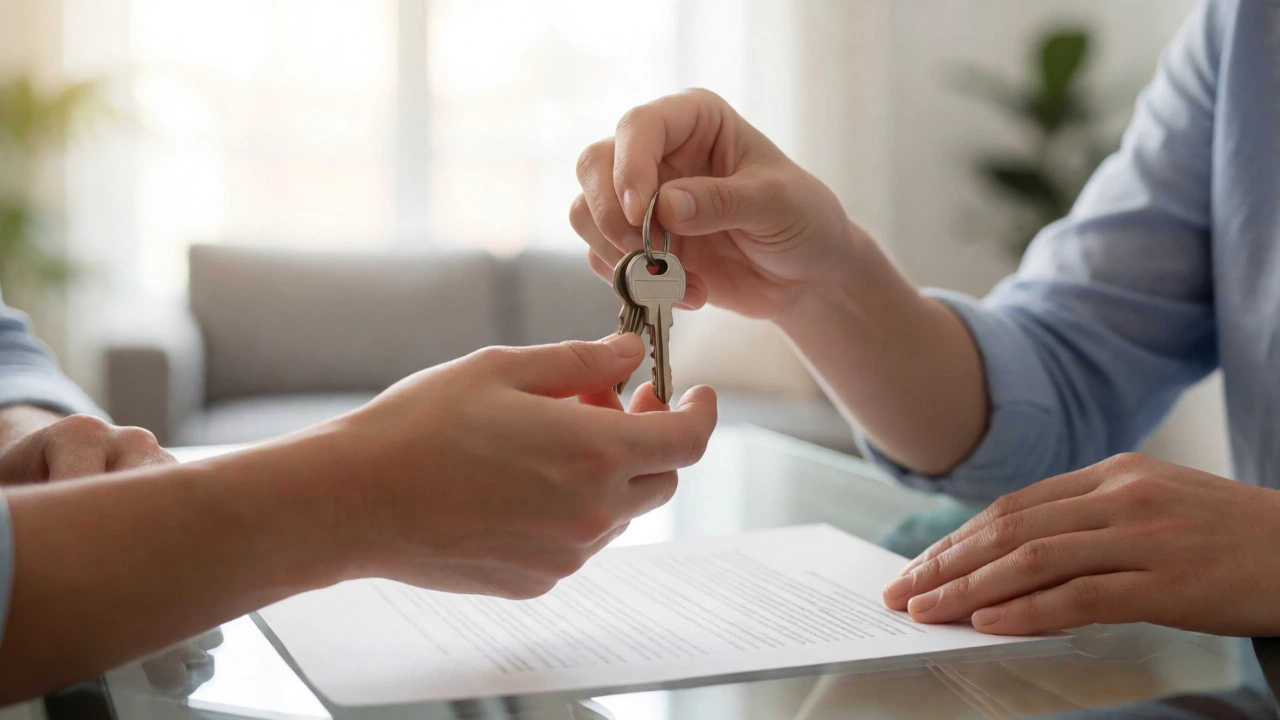 Hands signing mortgage documents in a modern home